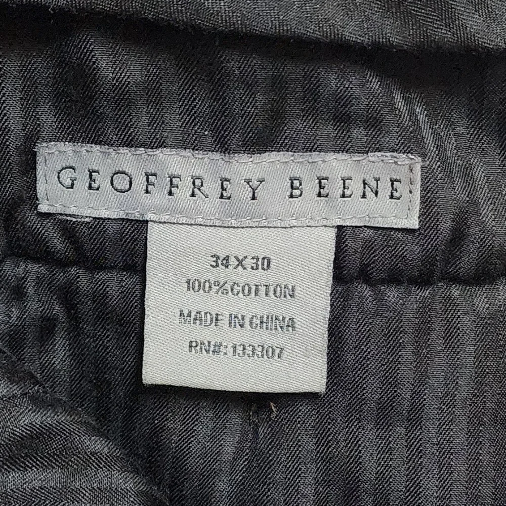 Geoffrey Beene Pants Mens 34x30 Black Cotton Corduroy Straight Flat Zip Preppy